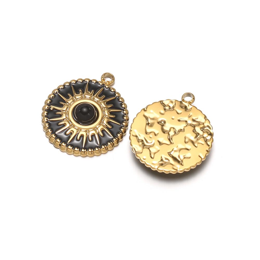 5pcs Stainless Steel 15mm Enamel Stone Charms for DIY Bohemian Sun Necklace Pendants Vintage Earrings Making Jewelry Findings