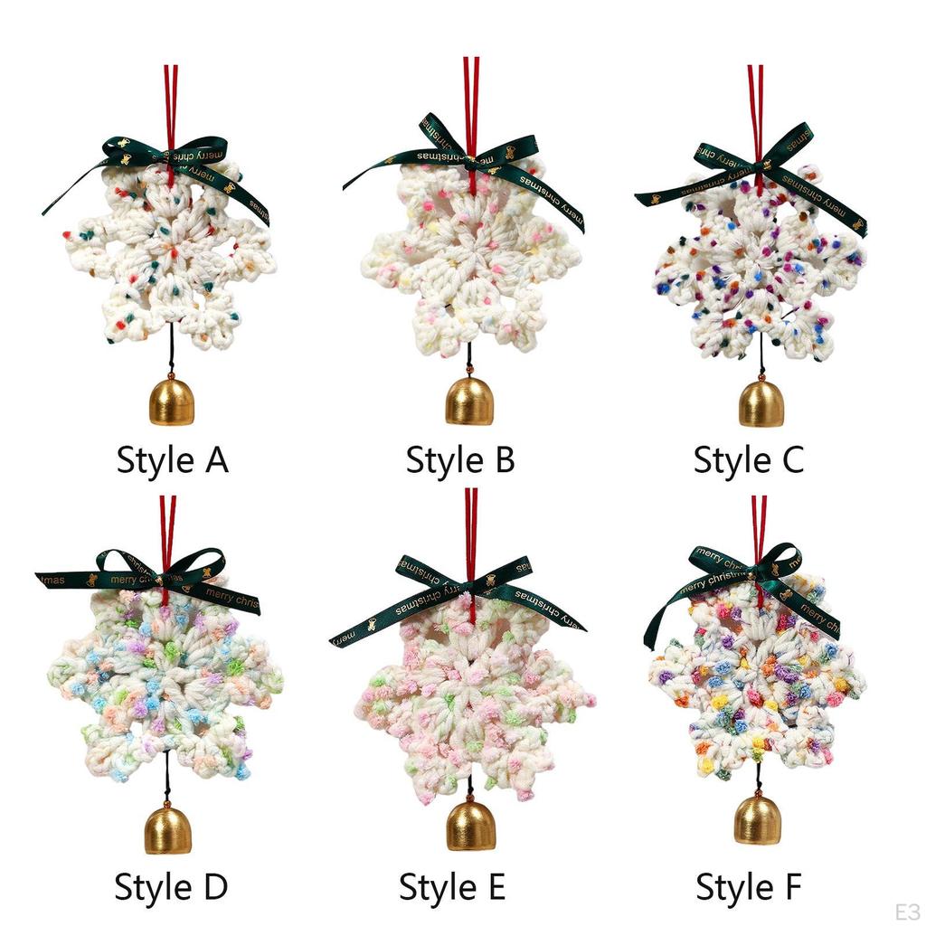 Christmas Crocheted Snowflake with Metal Bell Tree Decoration