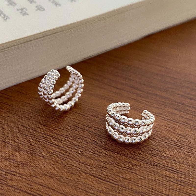 

Корейский стиль Простые и персонализированные трехслойные круглые бусины серьги-клипсы женские без отверстий для ушей