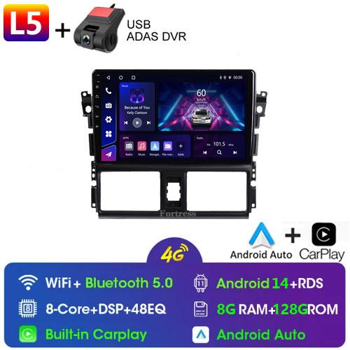 For TOYOTA VIOS GEN 3 Yaris 2013 - 2016 Car Radio Android Automotive Multimedia Player Navigation GPS Carplay Screen Auto Stereo