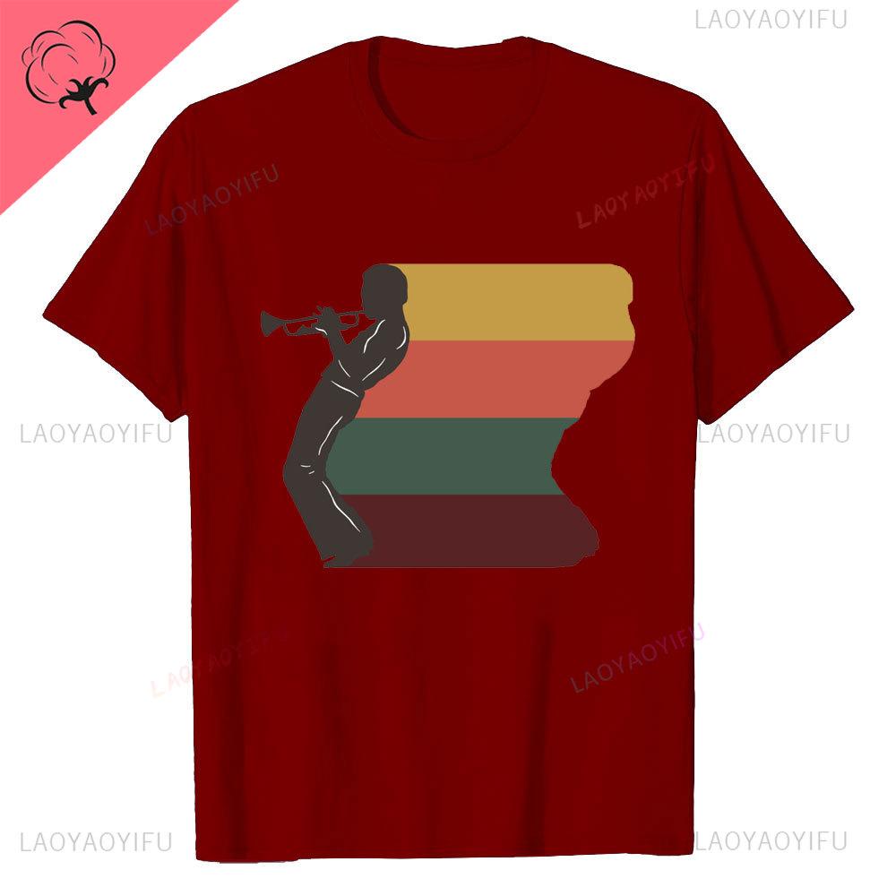 Retro Miles Davis Trumpet T Shirts Casual Tee Shirt Blue Music Gift Short Sleeve Oneck Novelty Funny Printed Classical TShirt