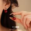 Gold Plated Silver Needle Flower Ball Earrings - Fashionable Retro Two-Wear High-End Versatile Earrings