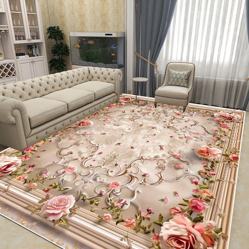 Flower Carpet Living Room Sofa Rugs European Style Luxury Bedroom Decoration Bedside Rug Large Room Cloakroom Lounge Floor Mats