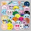 50 Trendy Smiley Face Stickers: Waterproof Cartoon Designs for Suitcases, Scooters, Computers, Tablets, and Water Cups