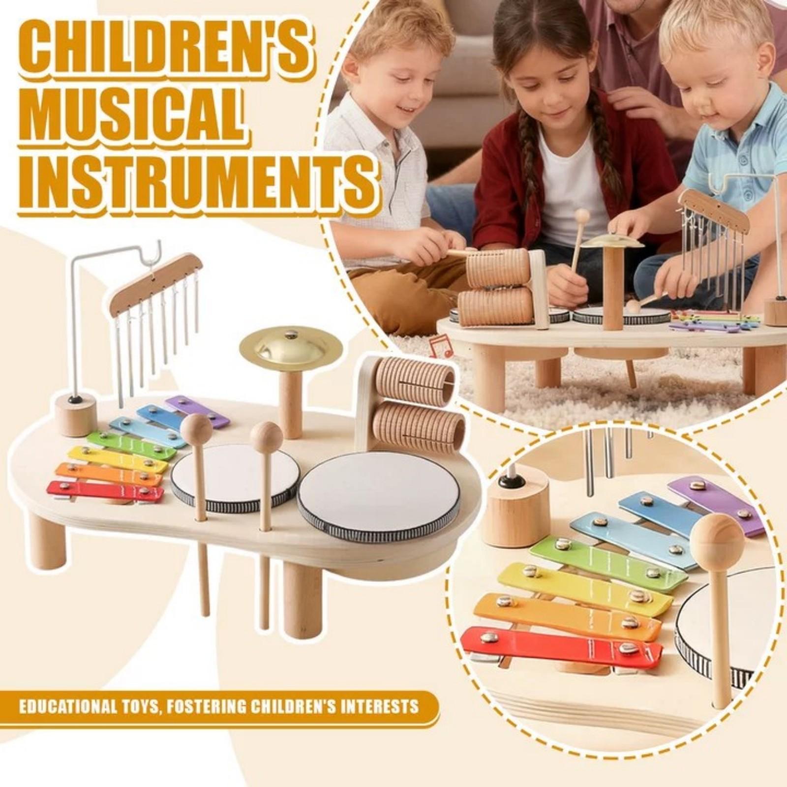 

2026 New, Baby Rattle Toy 0-12 Months Musical Instrument Wooden Toys Cartoon Animal Xylophone Baby Educational Toy Kid‘s Gift One Size