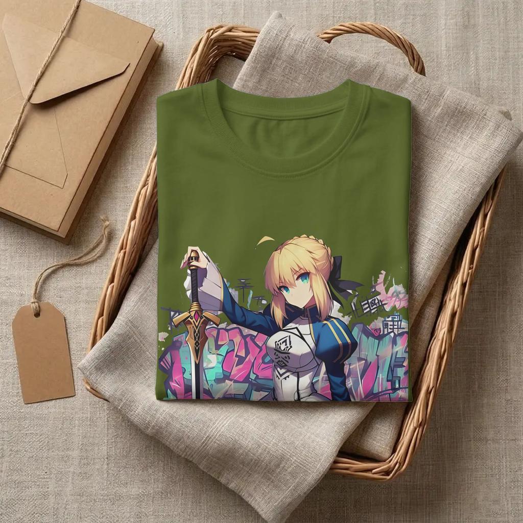 Fate Stay Night Arthur Pendragon Saber Class Tshirt Unisexs Cotton Clothing Vintage Oneck Short Sleeve