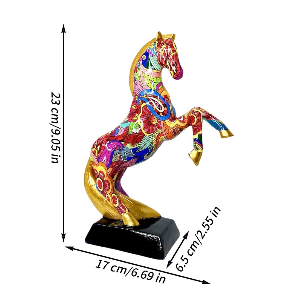 Standing Horse Figurine Resin Graffiti Animal Table Ornament Graffiti Animal Horse Statue For Living Room Table Shelf Lockers