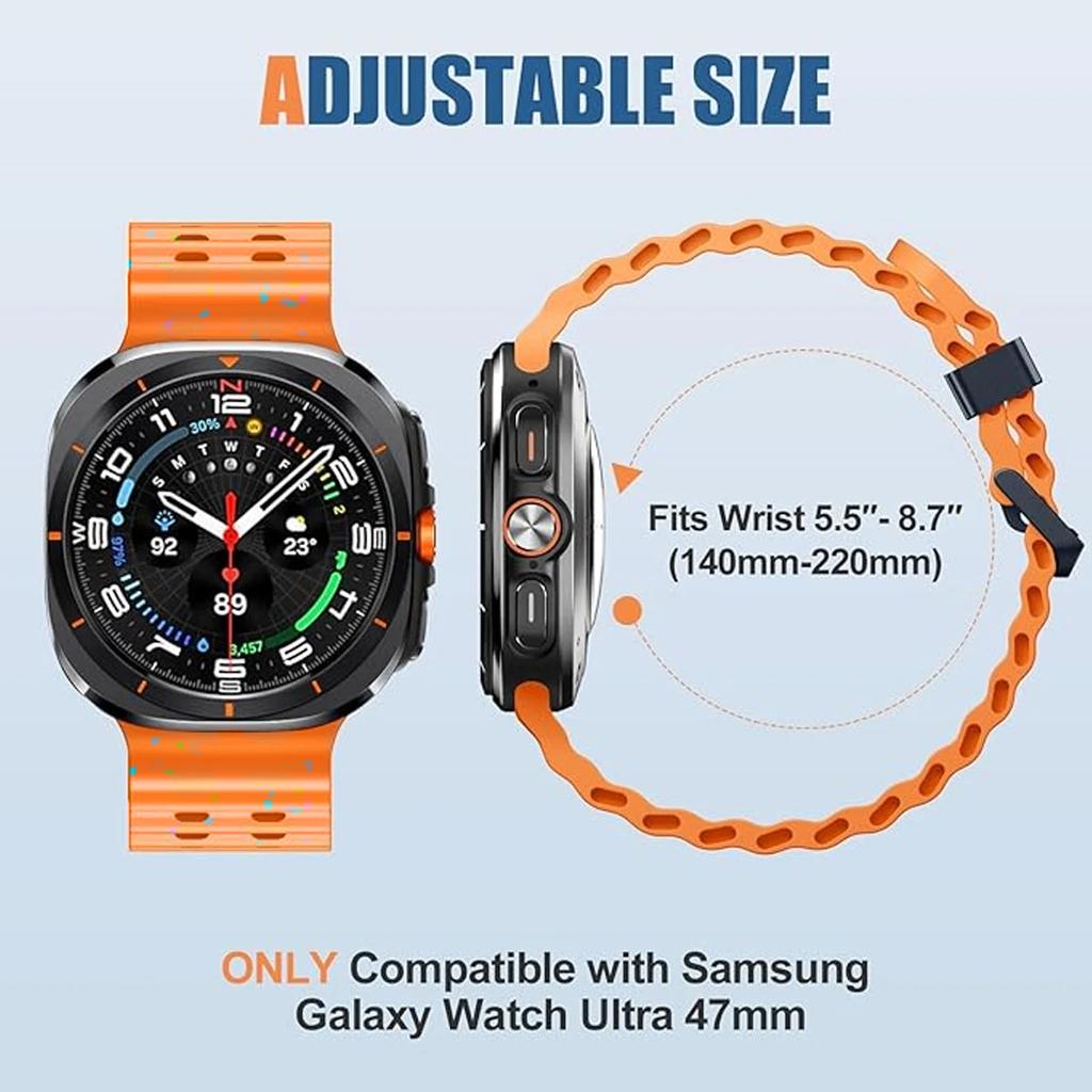 Marine Band Für Samsung Galaxy Watch 7 ultra 47mm Sport Silikon Armband Strap Galaxy Watch ultra Strap 47 Leuchtend Zubehör
