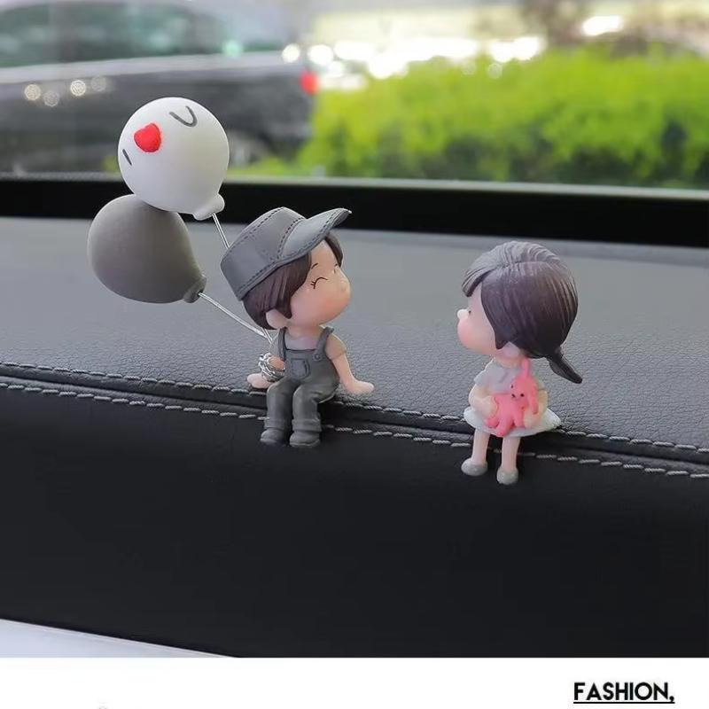 Car Decoration Cute Cartoon Couples Figure Figurines Balloon Ornament Auto Interior Dashboard Accessory for Girls Gifts Supply