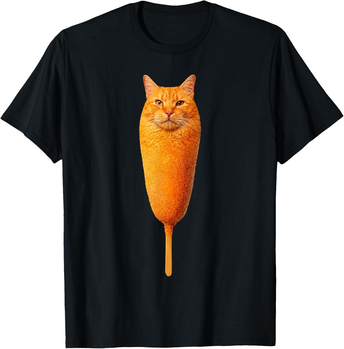 Corn Dog Cat Funny Food Animal Pun Art T-Shirt XXXXL