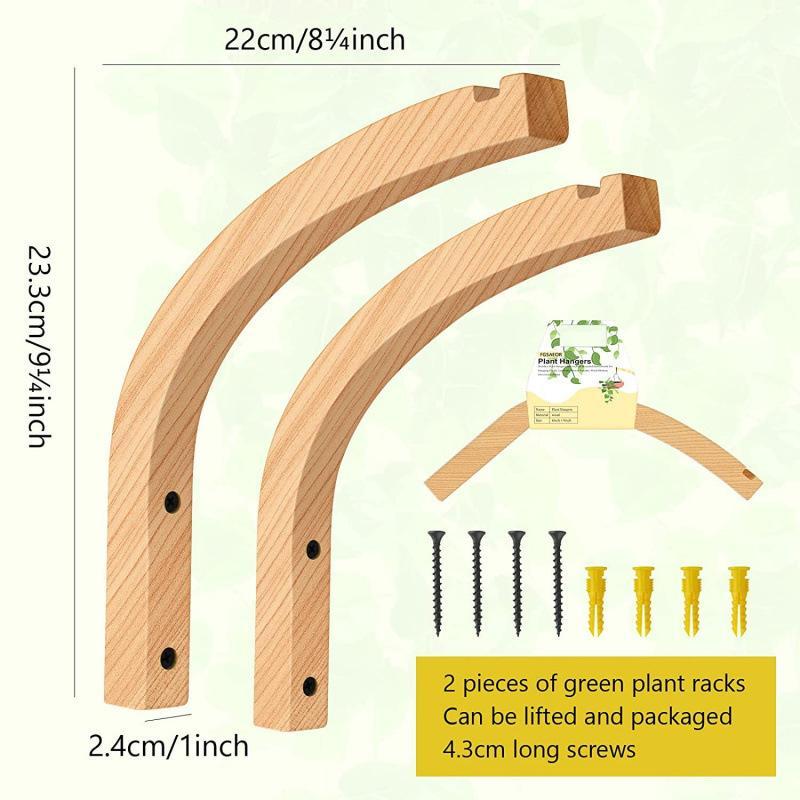 Minimalist Natural Wood Wall Plant Hanger Heavy Duty Hanging Flower Pot Hook for Modern Home Office Wall Decor