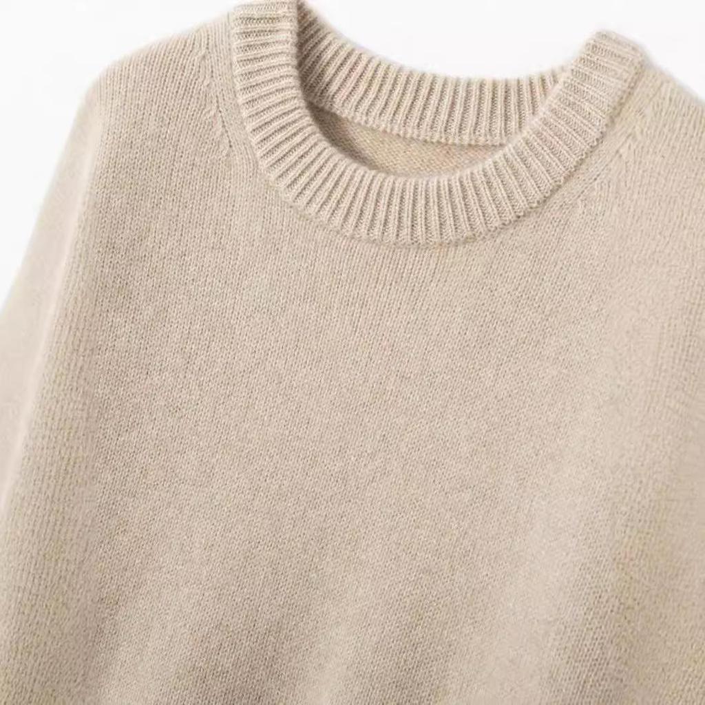 Women's Fashion Thickened Pure Cashmere Round Neck Sweater - Autumn/Winter Loose Fit Base Layer
