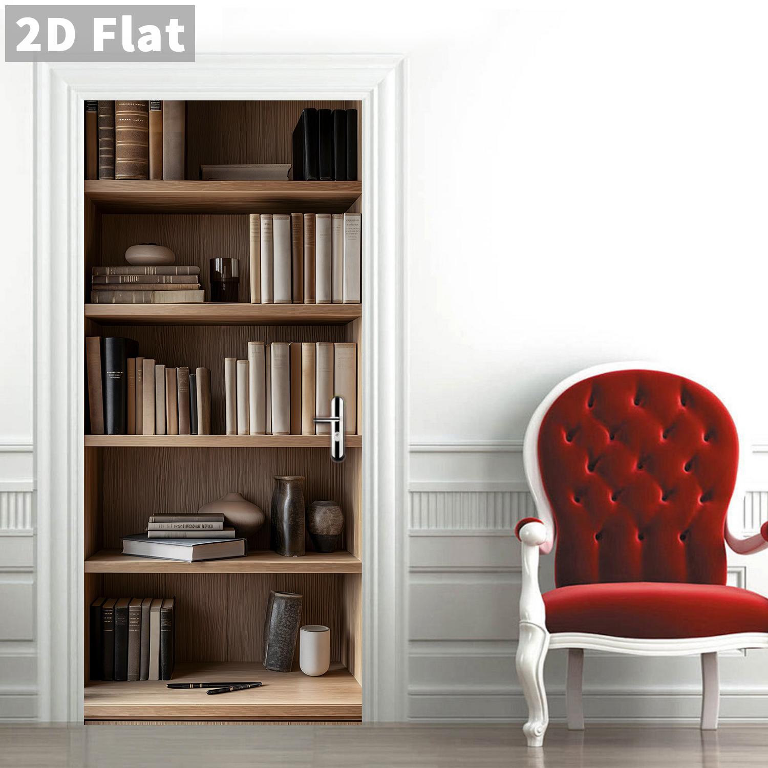 77/90см Самоклеящиеся ПВХ Наклейки на Дверь Съемная Наклейка на Стену Пейзажные Обои Книжная Полка Фрески для Дверей Современный Домашний Декор 90x200cm