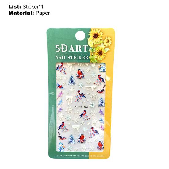 1 Sheet Snowflakes Pattern Nail Sticker Embossed Paper Smooth Surface Nail Polish Stickers