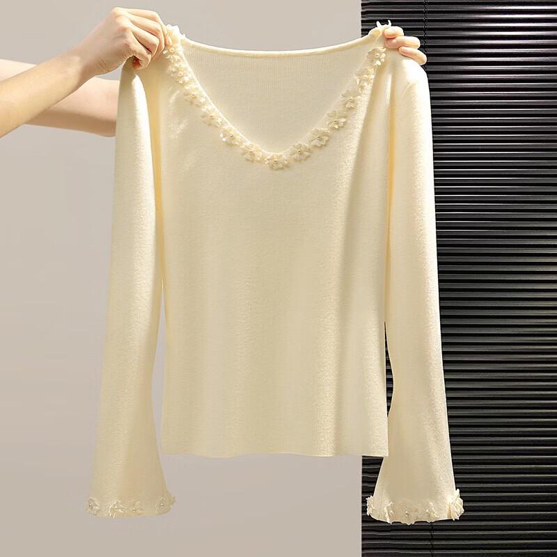 

Women s V-Neck Long Sleeve Slim Fit Knit Sweater One Size