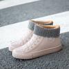 Adult Waterproof PVC Canvas Shoes Women Platform Ankle Rain Boots Outdoor Rain Shoe Ladies Non Slip Plus Cotton Silicone Boots