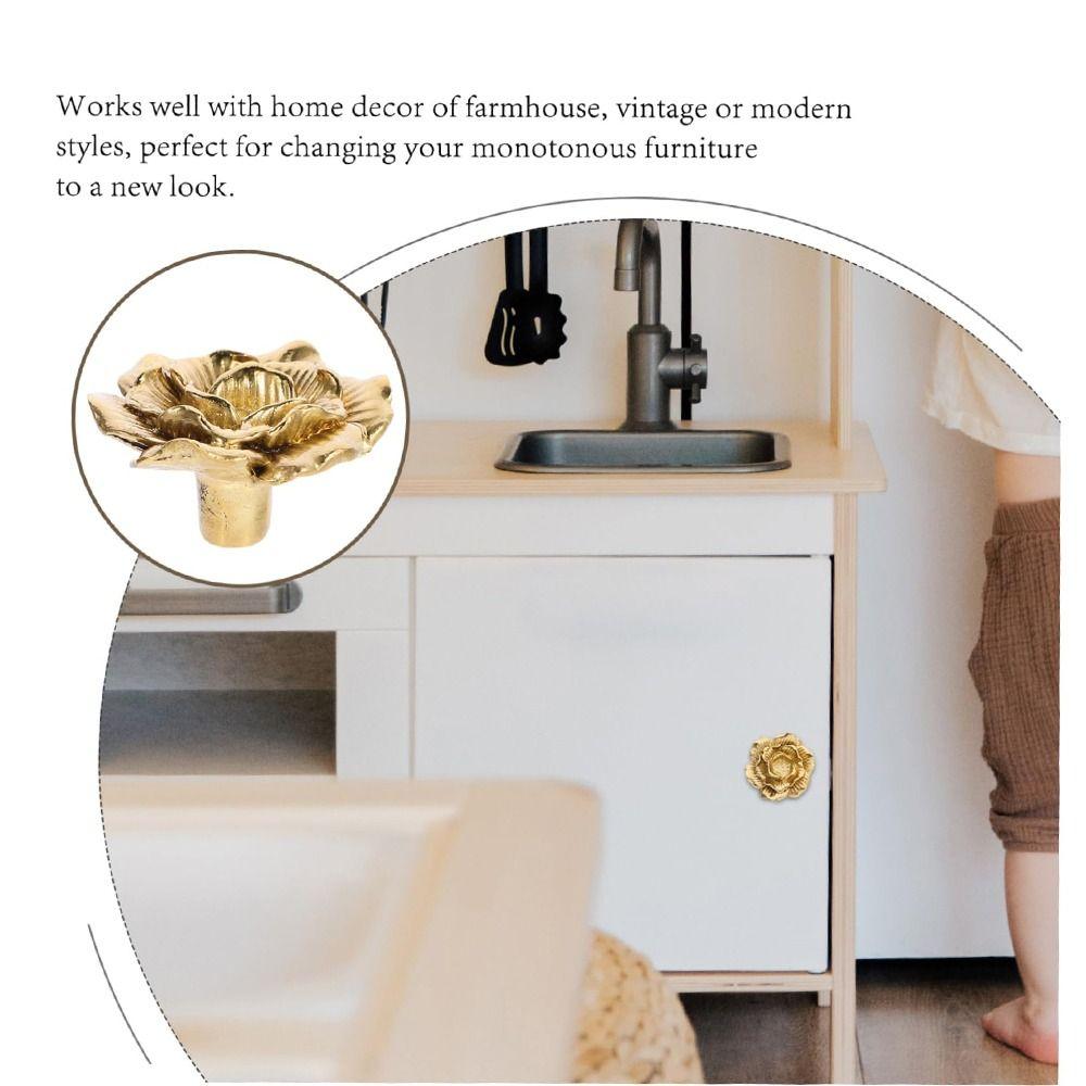 Brass Brass Cabinet Pull Camellia Flower Camellia Brass Handles Floral Shaped Knobs  Closet Doors