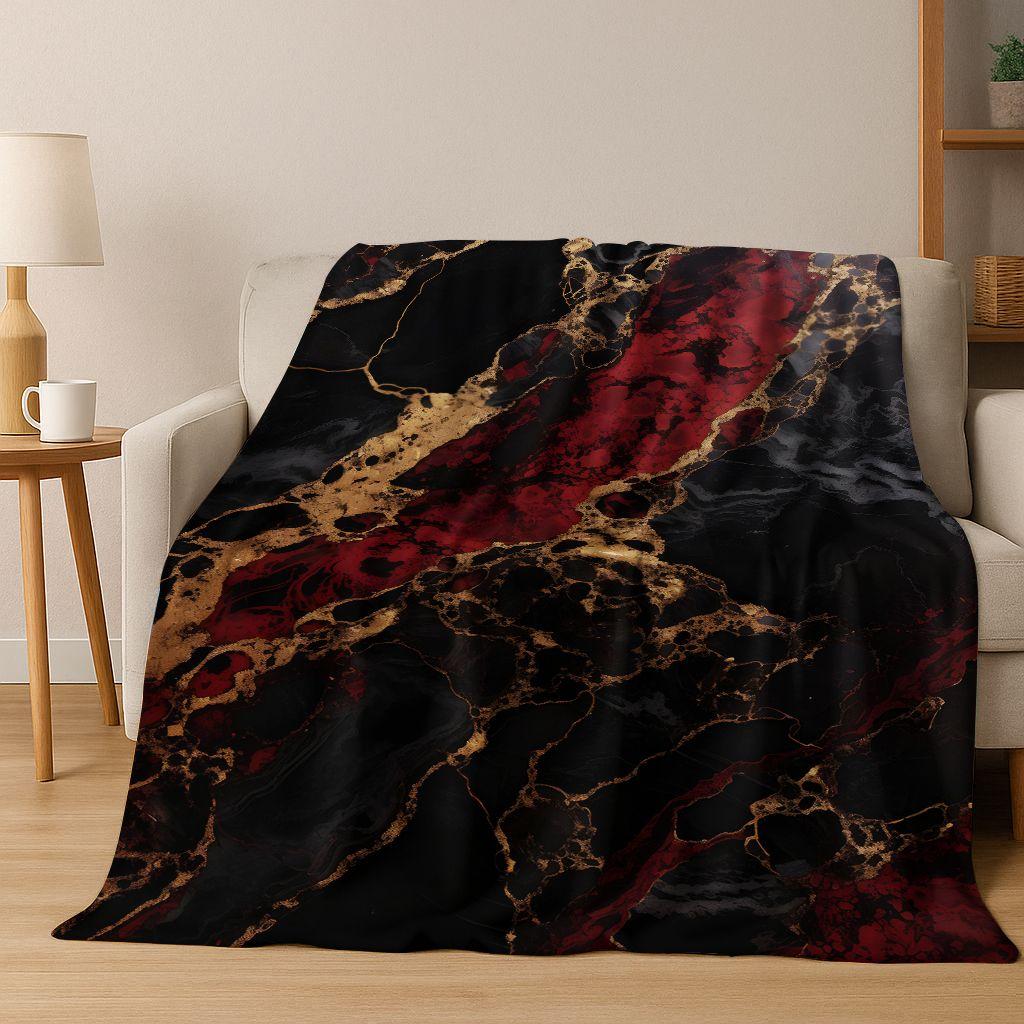 Dream Colorful Stone Texture Marble Black Green Gold  Flannel Blanket,Cozy Soft Throw Blanket for Home Bedroom Bed Sofa Gift
