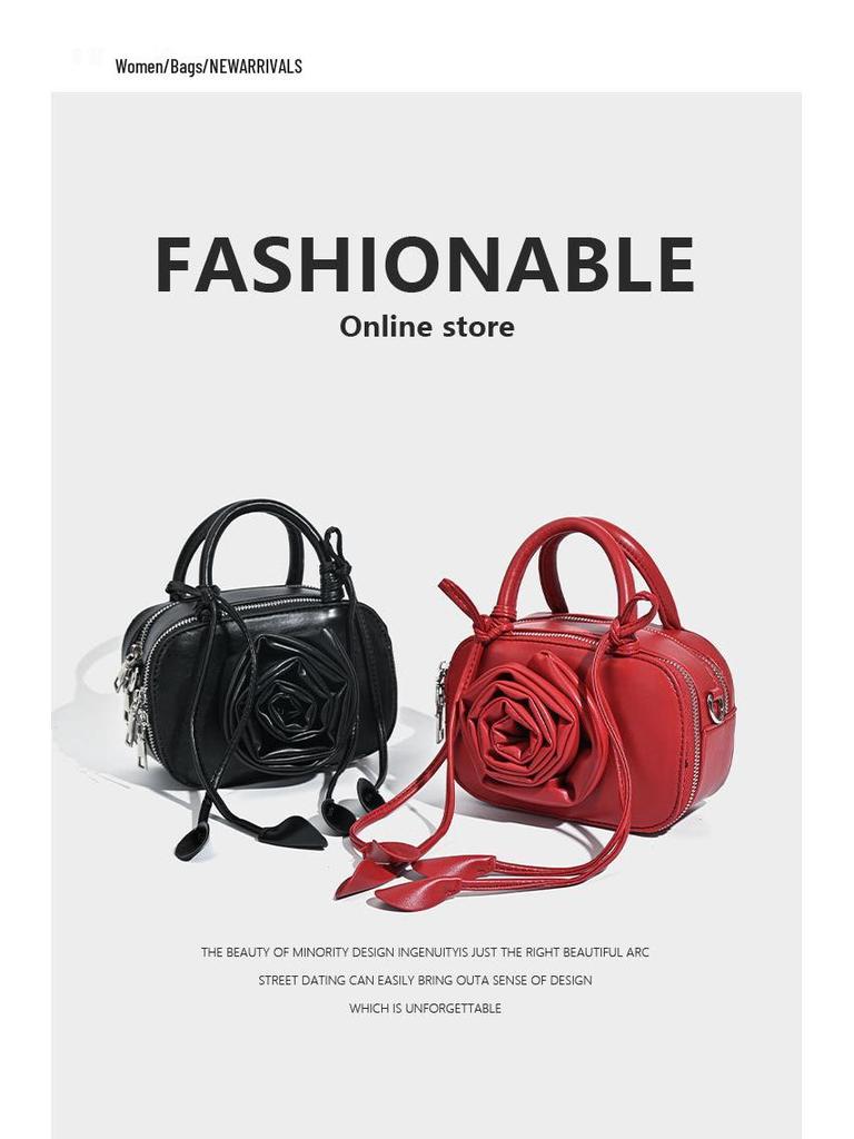 2025 Dames 3D Roos Handtas: Modieuze Veelzijdige Crossbody- & Schoudertas