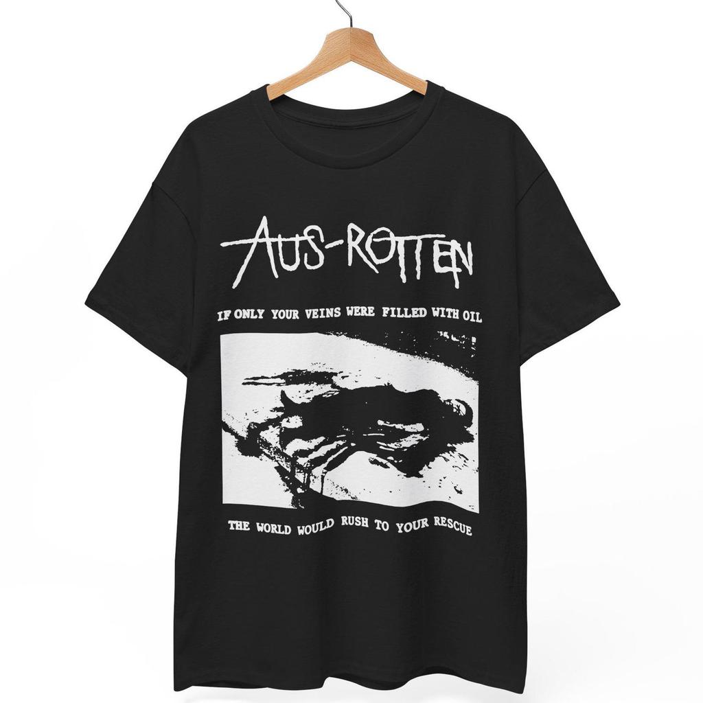 T-shirt 'Se Solo Le Tue Vene Fossero Riempiti D'Olio' di Aus-Rotten: T-shirt Grafica Anarco Punk