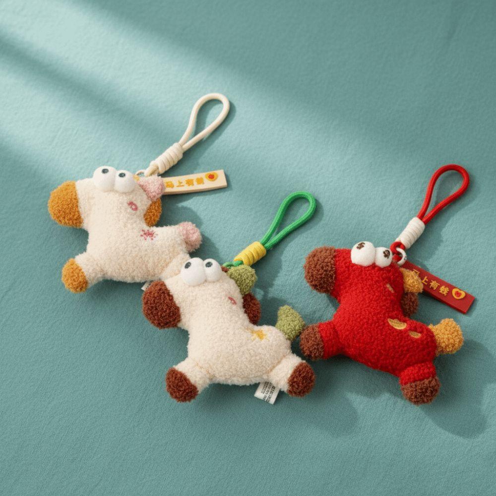 Good Luck New Year Horse Pendant Cartoon Bag Hanging Charm Ins Plush Horse Keychain  Bag Decor