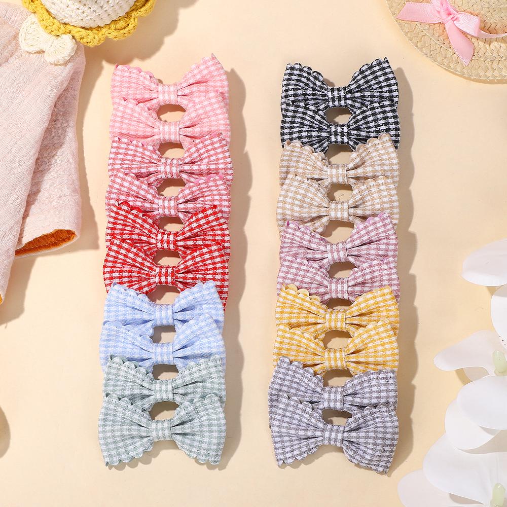 

20 шт./набор Новые милые заколки-банты для волос в клетку для маленьких девочек, милые мини-заколки-банты ручной работы, заколки-автоматы, аксессуары для волос