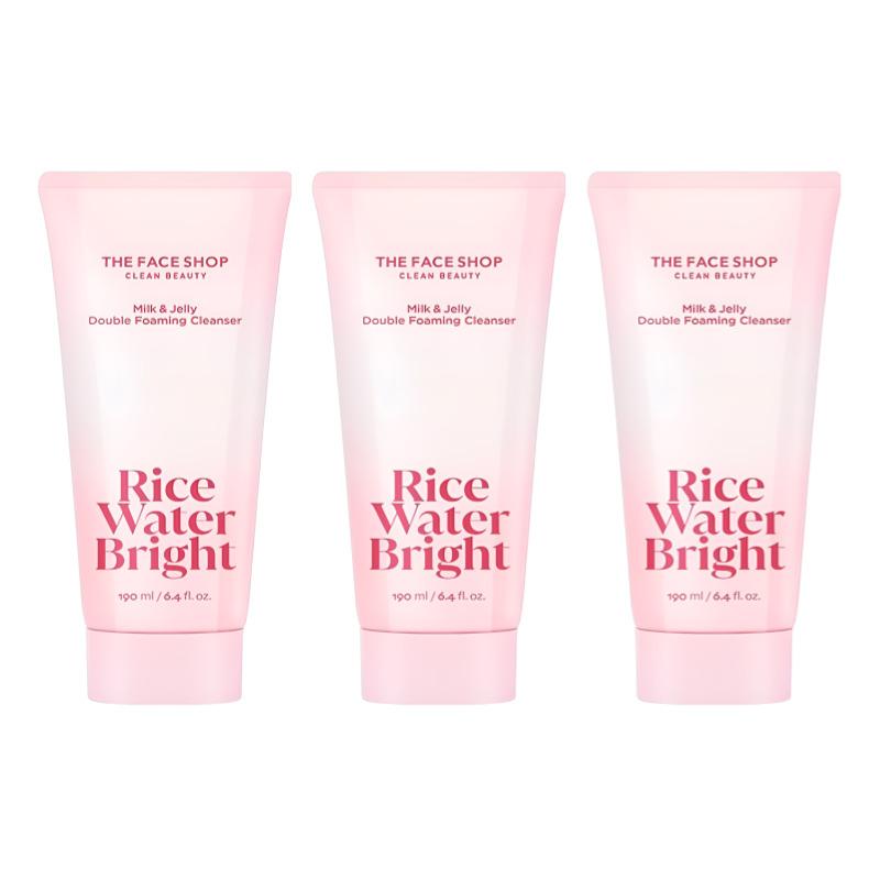 The Face Shop Rice Water Bright Milk and Jelly Double Cleansing Foam 190ml – 2 In 1 Daily Brightening Cleanser