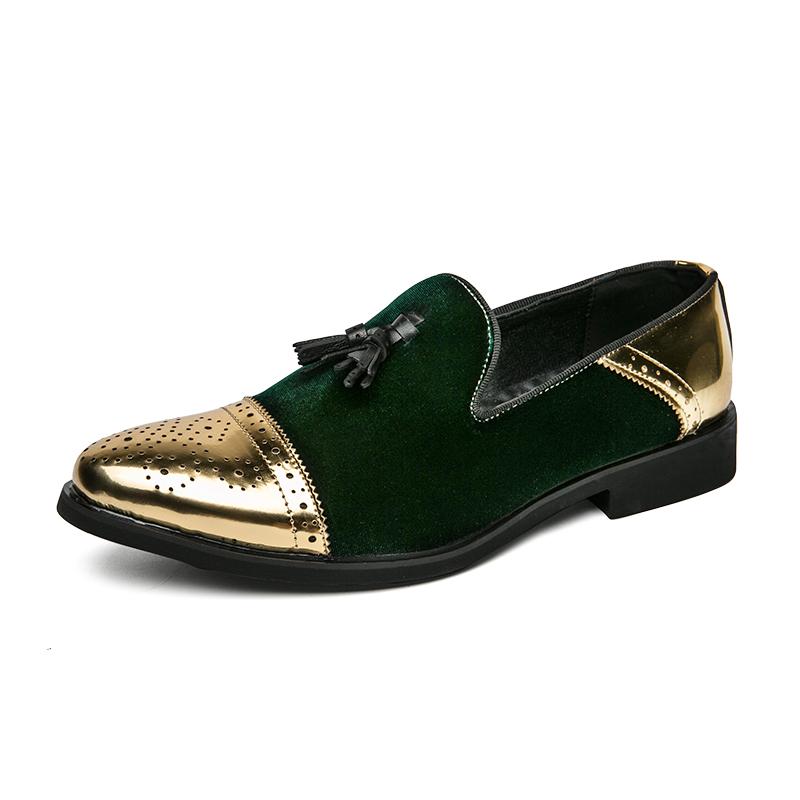 Fashion Party And Wedding Handmade Men's Flats Casual Shoes Men Loafers Men Velvet Shoes Leaves And Gold Buckle Men Dress Shoe