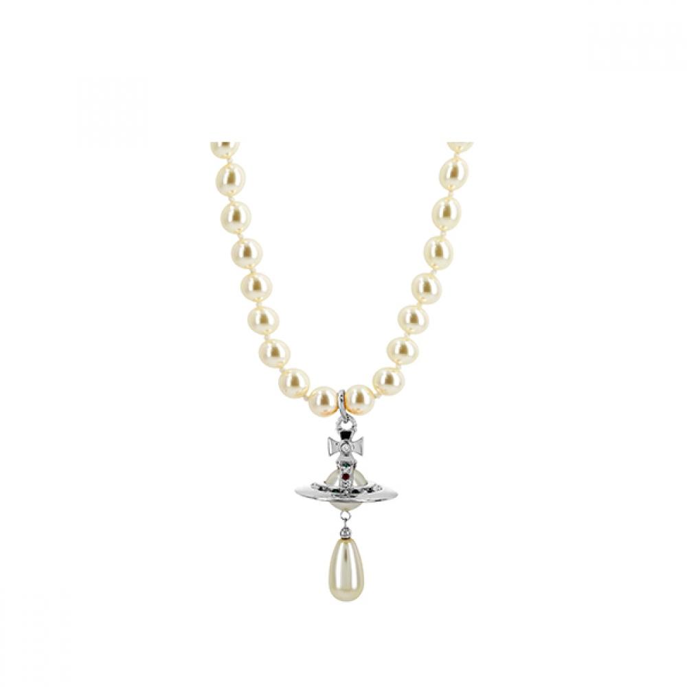 Vivienne Westwood Women Low Pearl Drop Choker Necklace 63030008