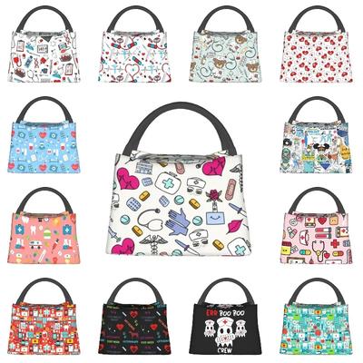 Krankenschwester Pflege Werkzeug Muster Isoliert Lunchtasche für Arbeit Büro Wiederverwendbar Thermisch Kühlbox Bento Box Damen