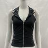 European and American Y2K punk neck hanging, lapel zipper, side decorative short vest