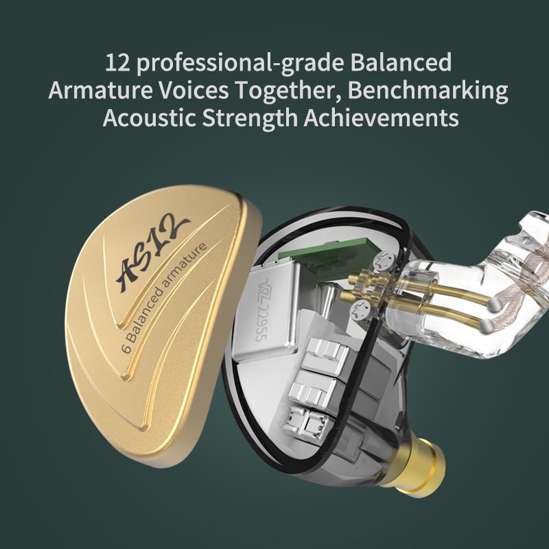 Compre KZ AS12 Earphones 12BA Balanced Armature Drives HIFI Bass In Ear  Monitor Headset Noise Cancelling Earbuds Zinc Alloy Headphones barato —  frete grátis, avaliações reais com fotos — Joom
