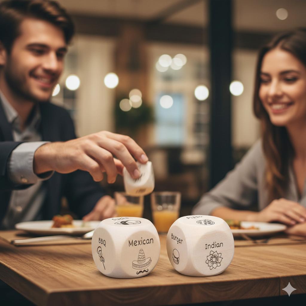 Food Decision Dice Toy, Funny Novelty 12 Unique Food Pattern, Couple Anniversary Date Night Christmas Birthday Gift