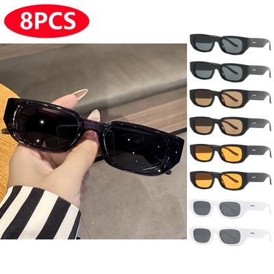 1/8pcs Retro Sunglasses Set Women Fashion UV400 Protection Rectangular Sun Glasses Unisex INS Style Eyewear