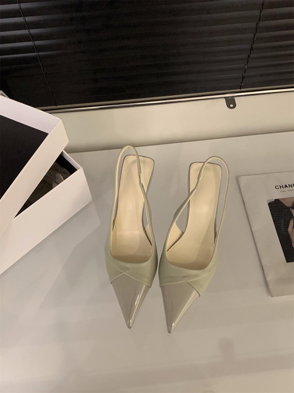 

Нишевые французские туфли-лодочки с острым носом, фиолетовые сандалии с головкой-мешком, сказочная обувь 2025, новинка весна-лето, под юбку, одинарная обувь 42 светло-зеленый