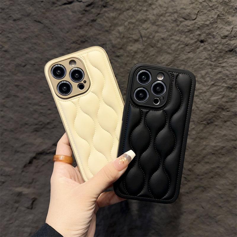Luxury Down Ripple Case for iPhone 15 14 13 12 11 Pro Max 14 15 Plus All-inclusive Fall Protection Cover
