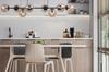 Siena Black Hanging Lamp 8-Flat Honey Lampshade E14