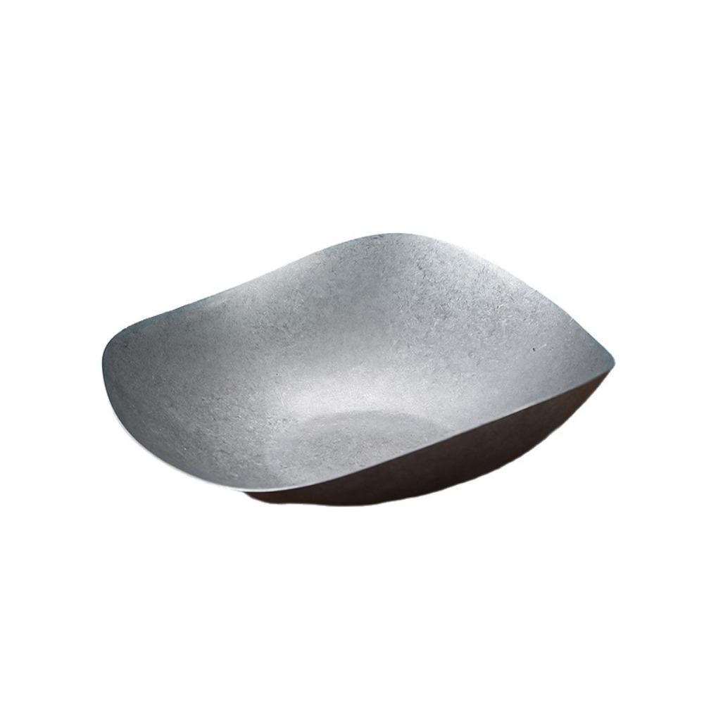 Irregular Shape Vintage Stainless Steel Meal Plate Anti-fall Unbreakable Dinner Plate Industrial Style Bone Dish Camping