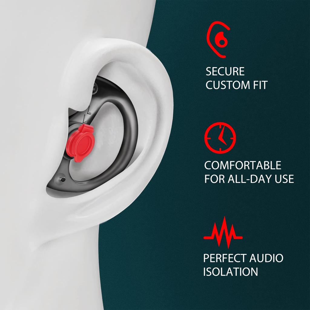 Zeadio Triple Flange Earbuds with Comfortable Silicone Earmuffs (Large Size) - Pack of 4, Black