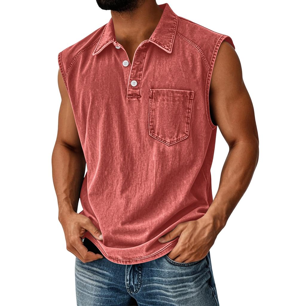 Men's Summer Color Pocket Sports Buttons Vest Men's Sports Casual Vest