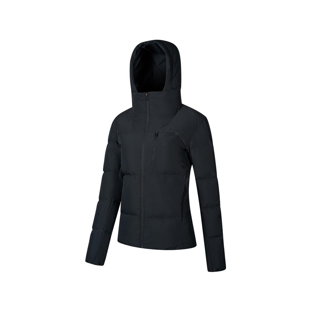 Saucony Mid-Length Hooded Zipper Solid Color Long Sleeve Down Jacket Women outerwear Black SC1240186AL-BK01