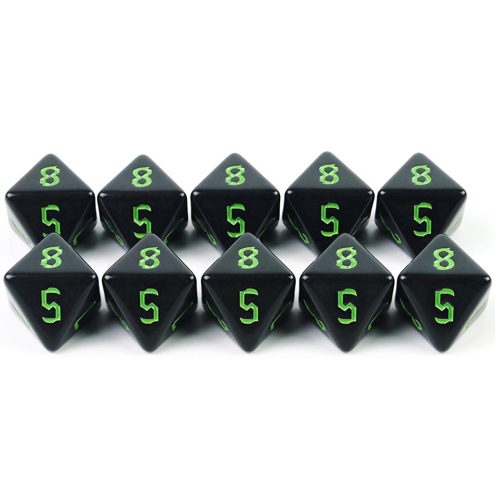 

Акриловые игральные кости D8 многогранные DND Rpg Magic Gathering ролевые настольные игры игральные кости, 10 шт. непрозрачные игральные кости зелёный