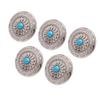 5 Sets Screw Back Button Silver Flower Blue Turquoise 30mm Round Shape Conchos with 4.5mm Screws for Leather Crafts