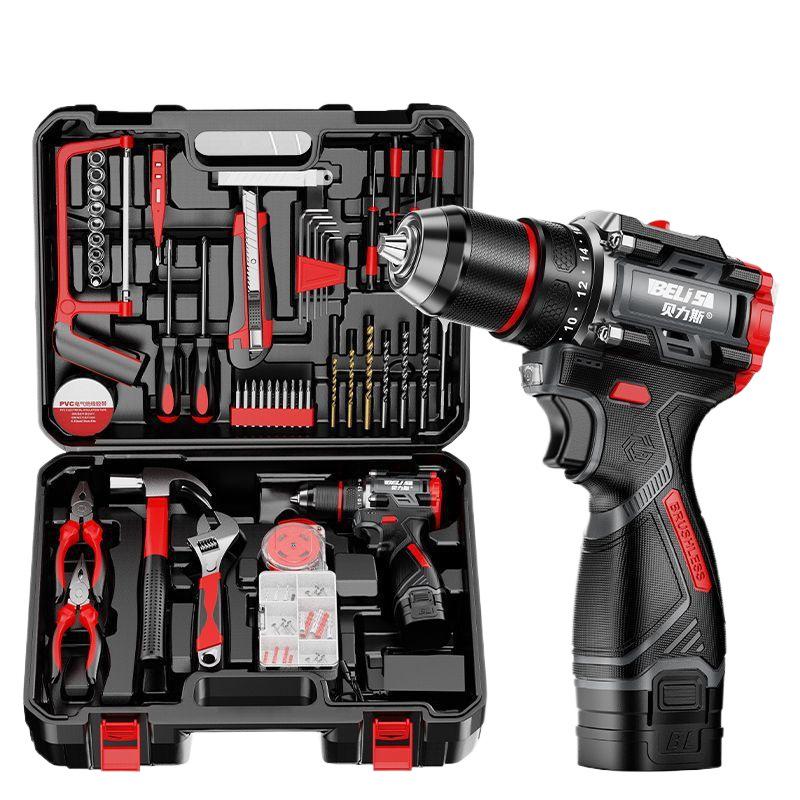 Brushless Impact Electric Drill with Rechargeable Lithium Battery for Household Use - Multifunctional Screwdriver & Drilling Tool