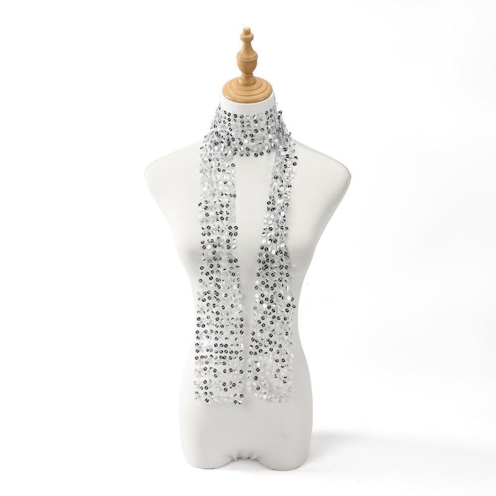 Flower Shape Belly Dancing Scarf Tassel Waist Chain Neck Wrap Sequin Scarf  Women