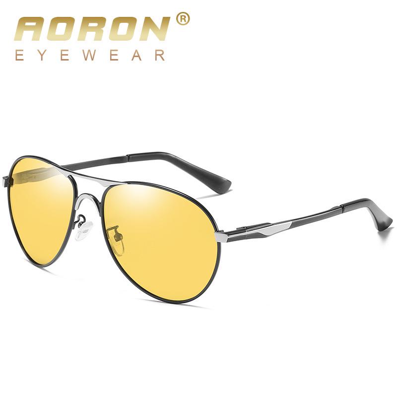 

AORON фотохромные поляризационные солнцезащитные очки ночного видения в металлической оправе для мужчин и женщин, очки для ночного вождения серебряный