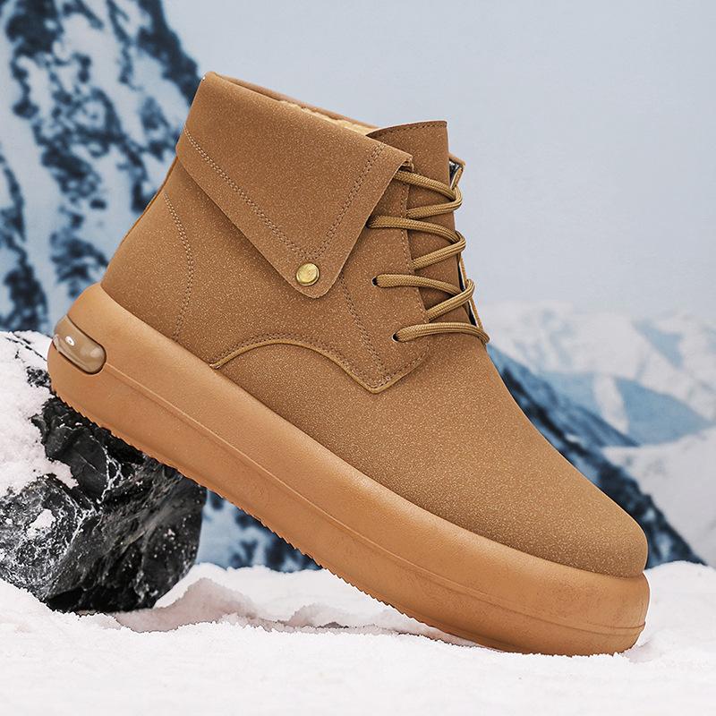 Martin Stiefel Britischer Stil Retro Matt Kurze Stiefel Herbst und Winter Samt Flachsohlige Kurze Freizeitstiefel Lokomotive Stiefel