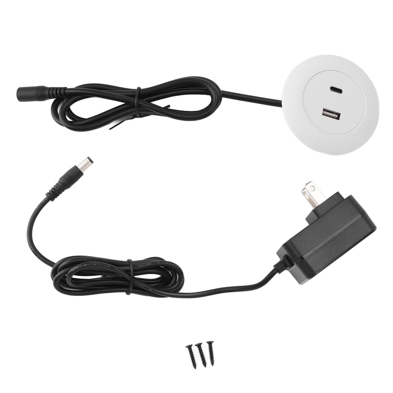 

Embedded Power Socket Desktop USB Charging Hub USB A and C Port for Sofa Table Bedside білий