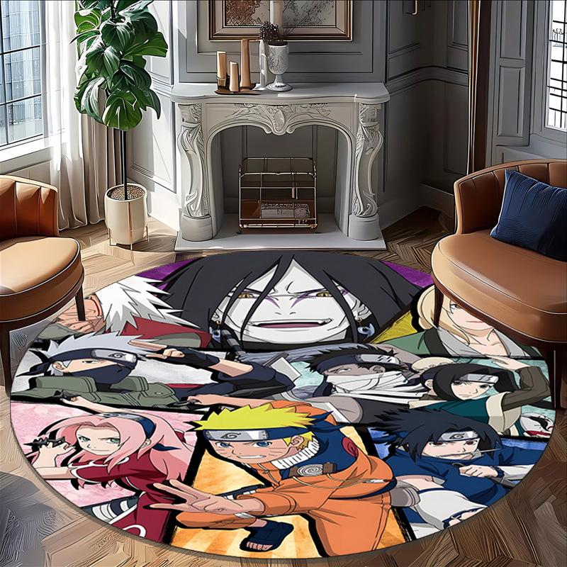 1 Stück NARUTO (3) Runder Teppich mit Aufdruck Stuhl Runder Teppich Geeignet für Schlafzimmer Wohnzimmer Heimdekoration Teppich