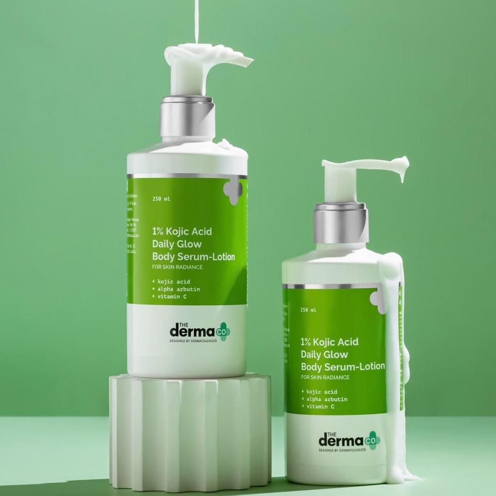 The Derma Co 1% Kojisäure Daily Glow Body Serum Lotion 250 ml 2er-Pack Für strahlende Haut